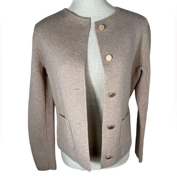 Sioni Classy Tan Gold Button Front Plush Cardigan Sweater - Picture 2 of 8